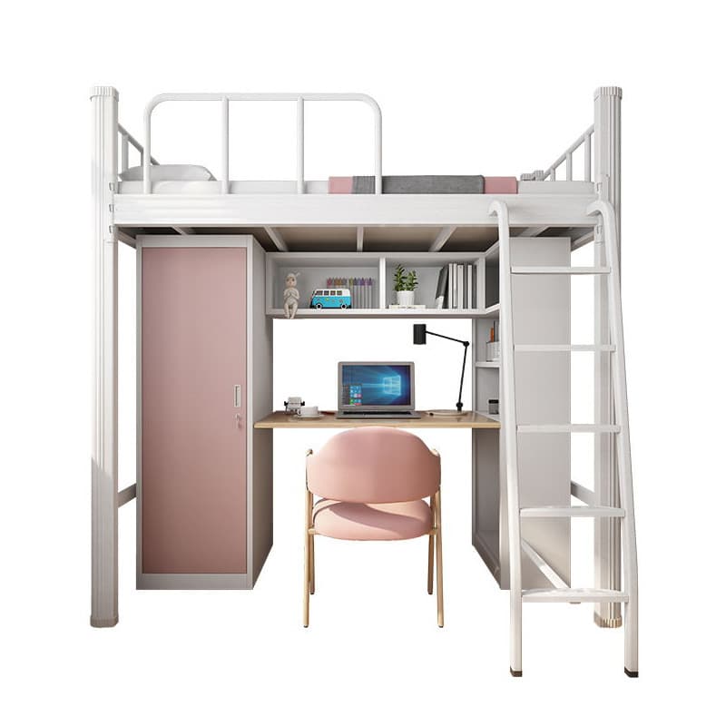 Dormitory bed steel school combination bed iron bed employee high and low bed upper and lower bed with wardrobe desk 5
