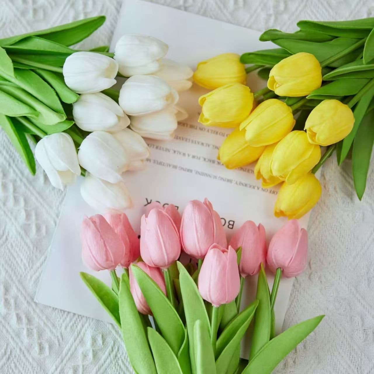 Moisturizing PU tulip simulation bouquet flower arrangement living room decoration wedding decoration home decoration fake flower photo taking 2
