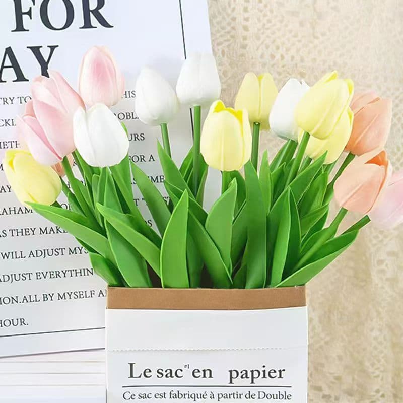 Moisturizing PU tulip simulation bouquet flower arrangement living room decoration wedding decoration home decoration fake flower photo taking 1