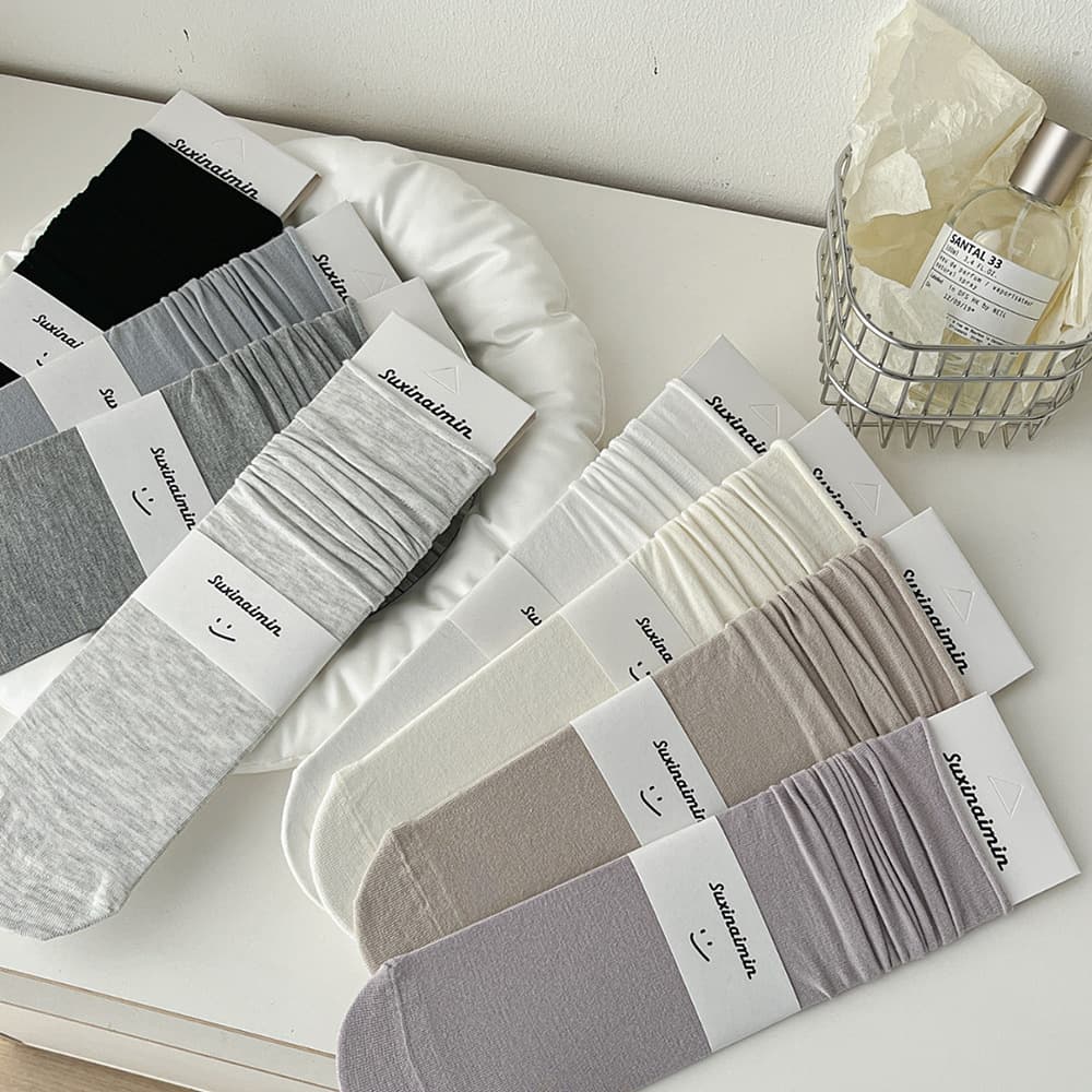 suxinaimin Autumn Japanese white colored socks for pregnant, mid-length 2