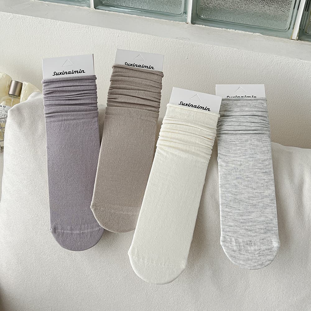 suxinaimin Autumn Japanese white colored socks for pregnant, mid-length 3