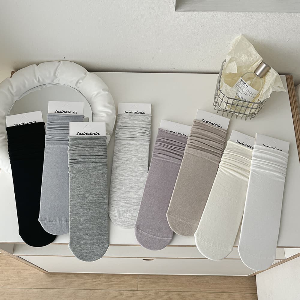 suxinaimin Autumn Japanese white colored socks for pregnant, mid-length 4