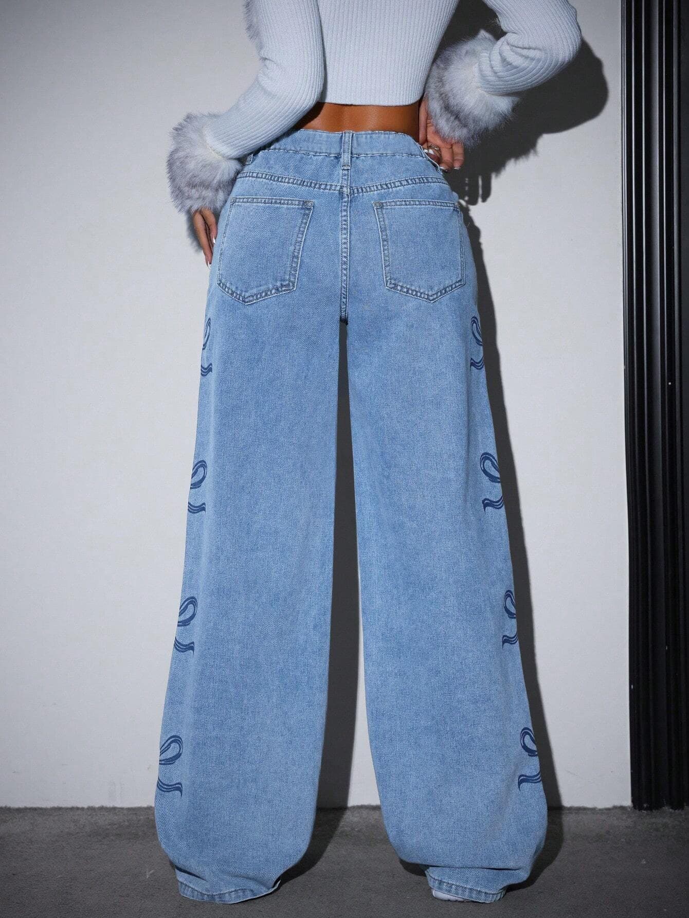Denim jeans with bow, American style, high waist 4