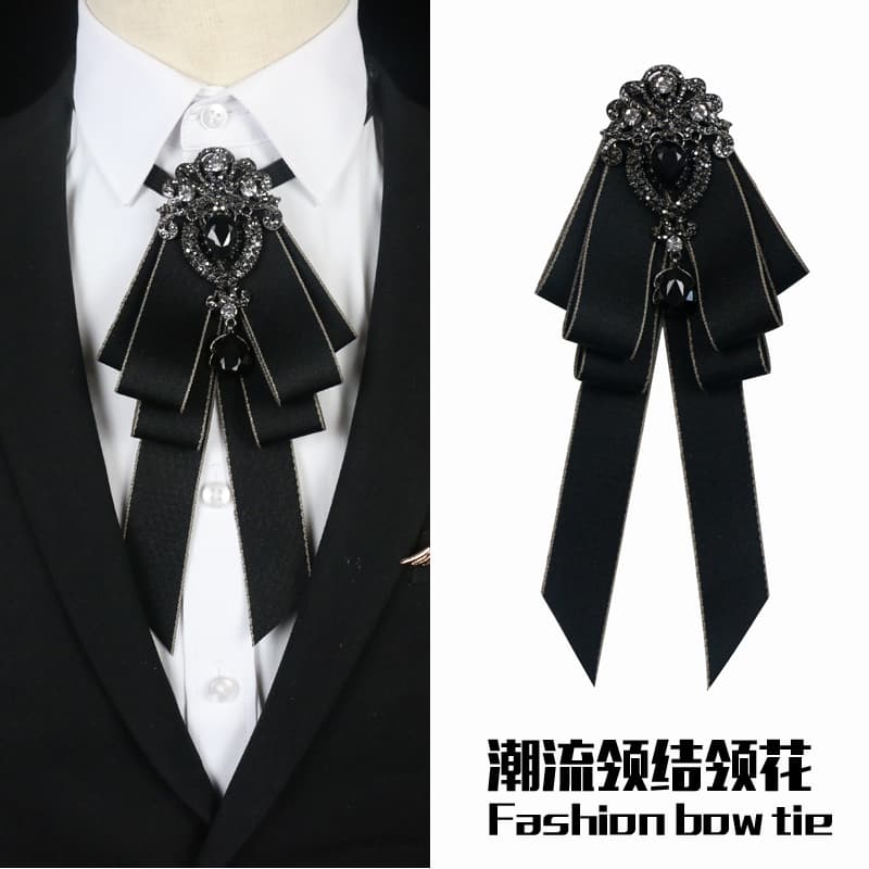 Free shipping retro temperament bow tie British college style flower neckline Professional clothing solid color accessories for men and women 2