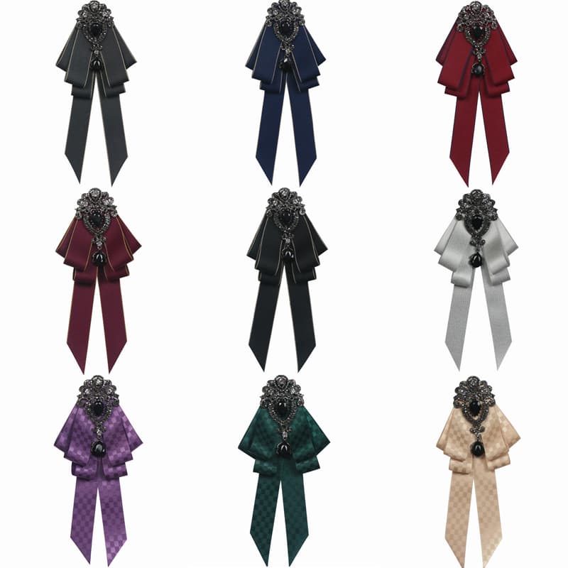Free shipping retro temperament bow tie British college style flower neckline Professional clothing solid color accessories for men and women 4