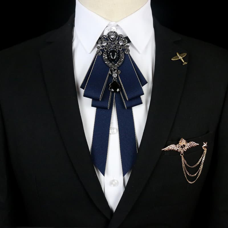 Free shipping retro temperament bow tie British college style flower neckline Professional clothing solid color accessories for men and women 1