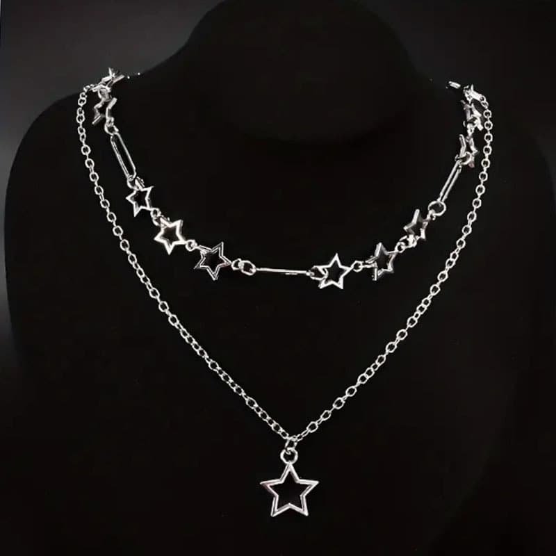 Set, fashionable necklace, chain, 2 carat 1