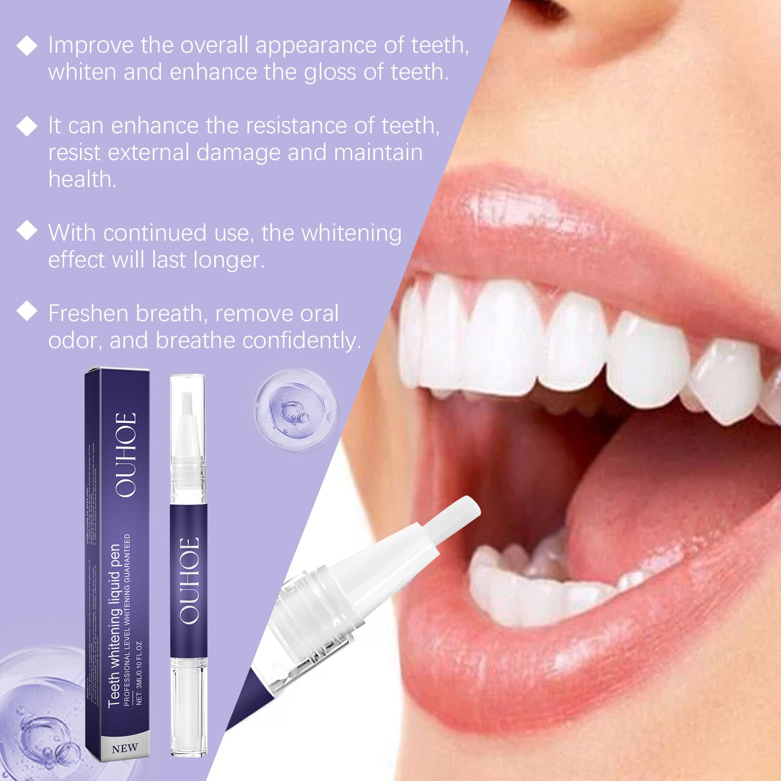 OUHOE Teeth Whitening Liquid Pen - Gentle Stain & Odor Care 4