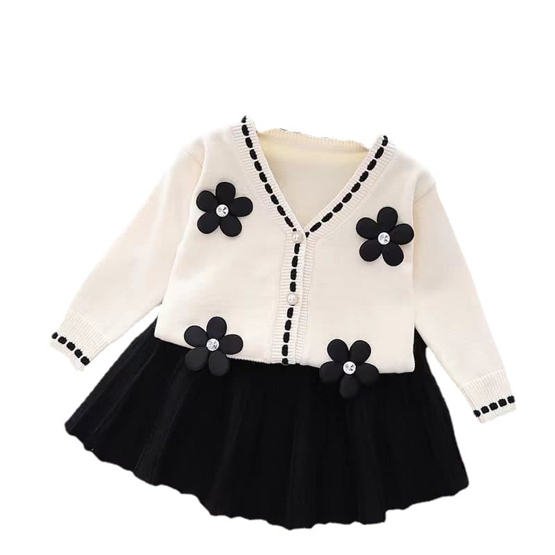 Knitted sweater, girl's skirt, set, cardigan girl's, Korean style 5