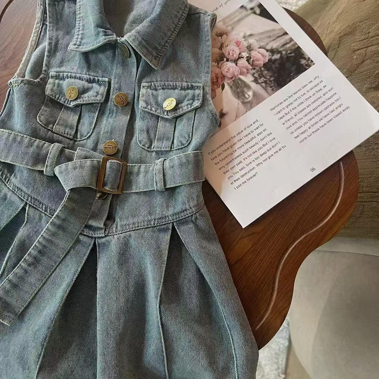 [Girls denim skirt sleeveless summer children's vest dress] 2