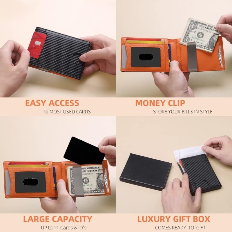 Men's Ultra-Slim Leather Card Holder with Money Clip 4