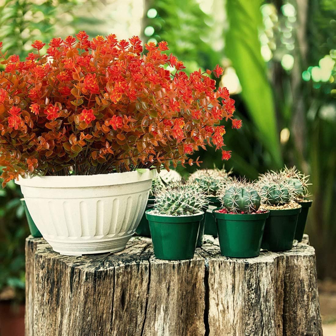 Cross-border artificial green plants, Eucalyptus simulated plastic fake camellia outdoor potted plant gardening decoration landscape 3