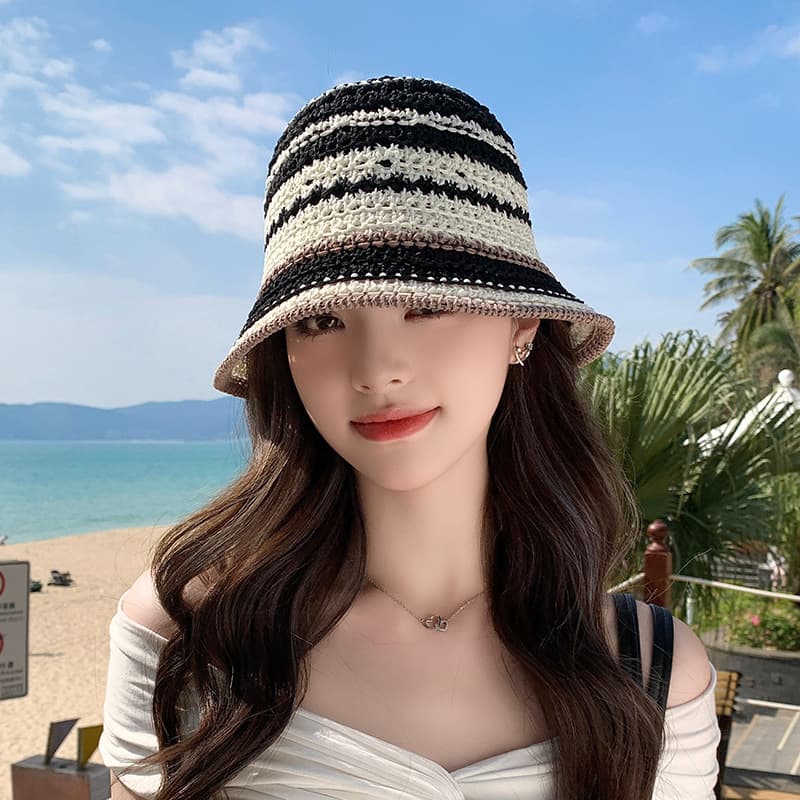 Summer ethnic straw beach breathable woven hat solar-powered, ethnic style, beach style 3