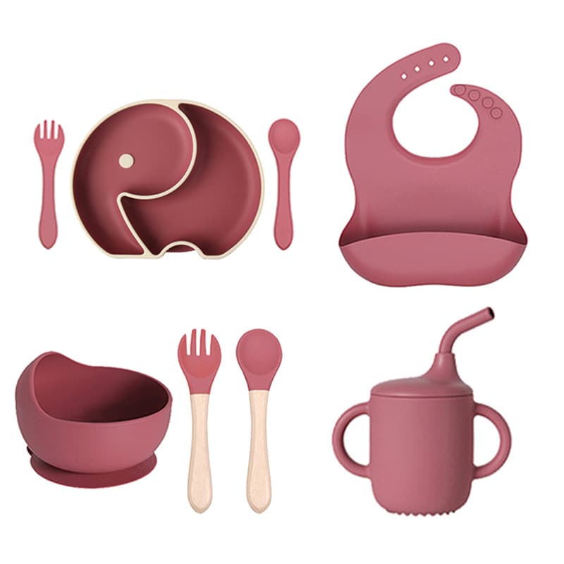 (Cross-border trading), children's silicone two-color dinner plate, colour circle, tableware, set, Birthday gift 5