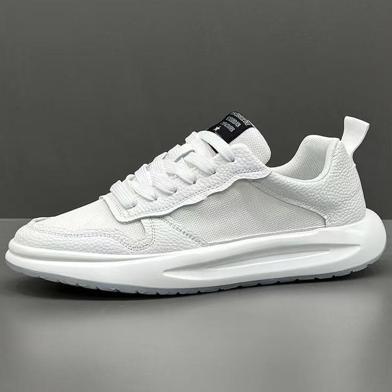 Fashionable breathable low sports universal casual footwear for leisure, white sneakers, soft sole, height increasing 3
