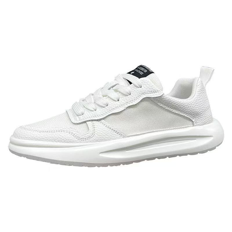 Fashionable breathable low sports universal casual footwear for leisure, white sneakers, soft sole, height increasing 5
