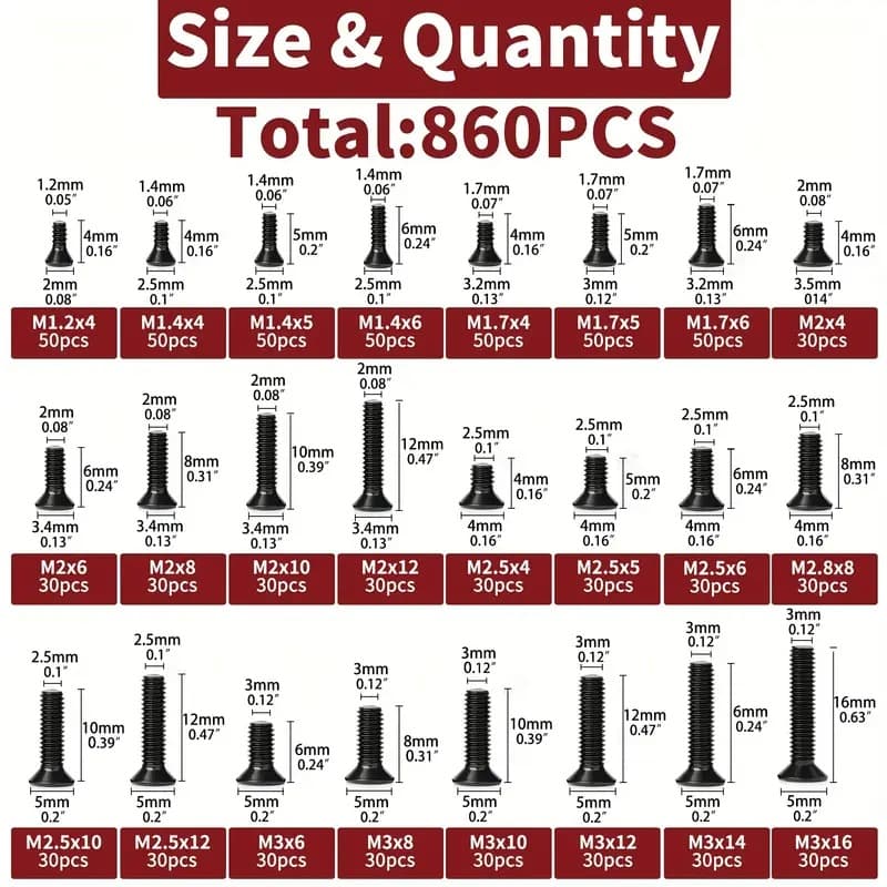 Laptop, black set, glasses, 860, 860 pieces, screws set, 1, 1, 2/2 4