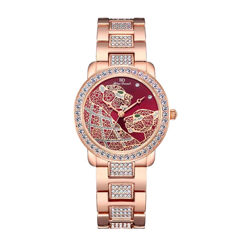 2024 big -name new double leopard full drill shine, domineering gorgeous gorgeous, beautiful, elegant lady gold watch foreign trade 5