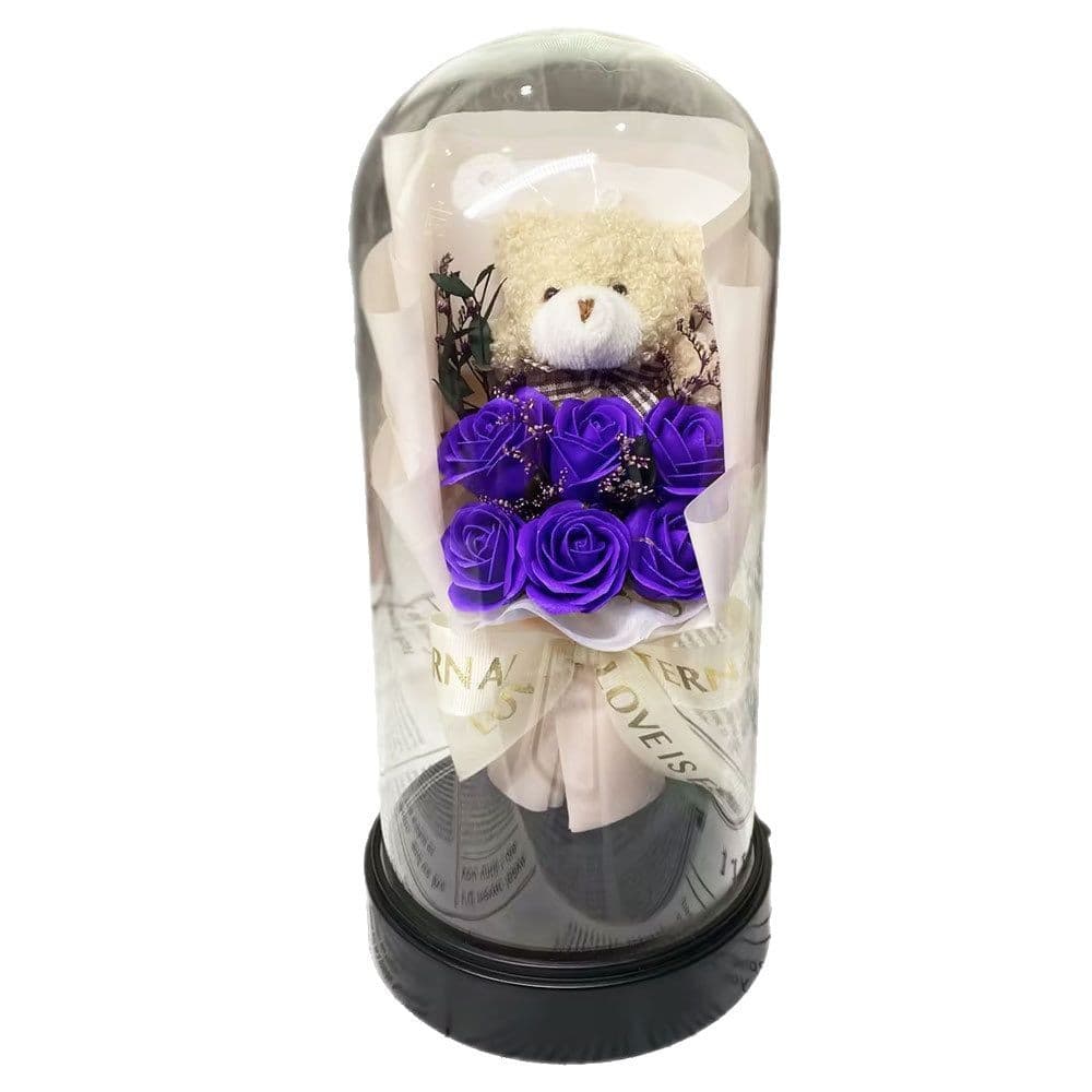 Glass realistic flashlight for St. Valentine's Day contains rose, soap with light, Birthday gift, bouquet 5