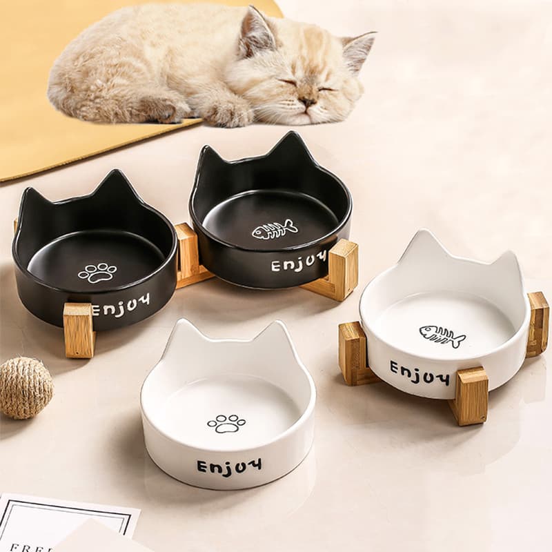 Pet bowl, drinking bowl, cat food bowl, integrated dog bowl and food bowl, not easy to knock over, cat bowl, cat food bowl, ceramic 2