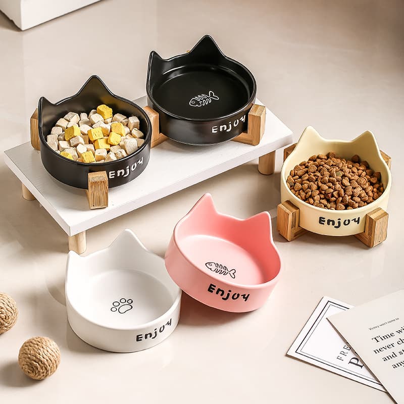 Pet bowl, drinking bowl, cat food bowl, integrated dog bowl and food bowl, not easy to knock over, cat bowl, cat food bowl, ceramic 4