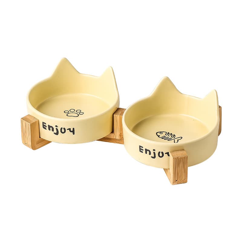 Pet bowl, drinking bowl, cat food bowl, integrated dog bowl and food bowl, not easy to knock over, cat bowl, cat food bowl, ceramic 5