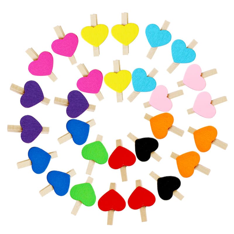 3cm photo clip colorful love small wooden clip photo home decoration crafts wooden craft ornaments 5