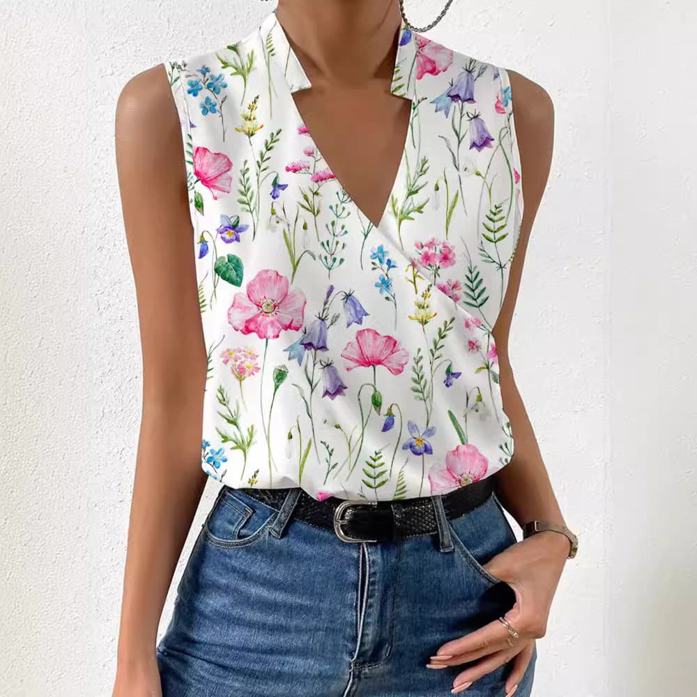 (Cross-border trading), shiffon shirt sleevless, V-neckline, European style, french style 2