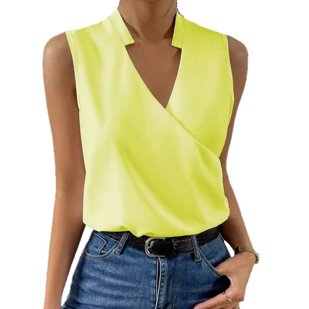 (Cross-border trading), shiffon shirt sleevless, V-neckline, European style, french style 5