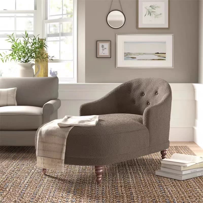 Nordic single sofa chair, lamb velvet living room leisure chair, designer model room, bedroom, Internet celebrity American log chair 2