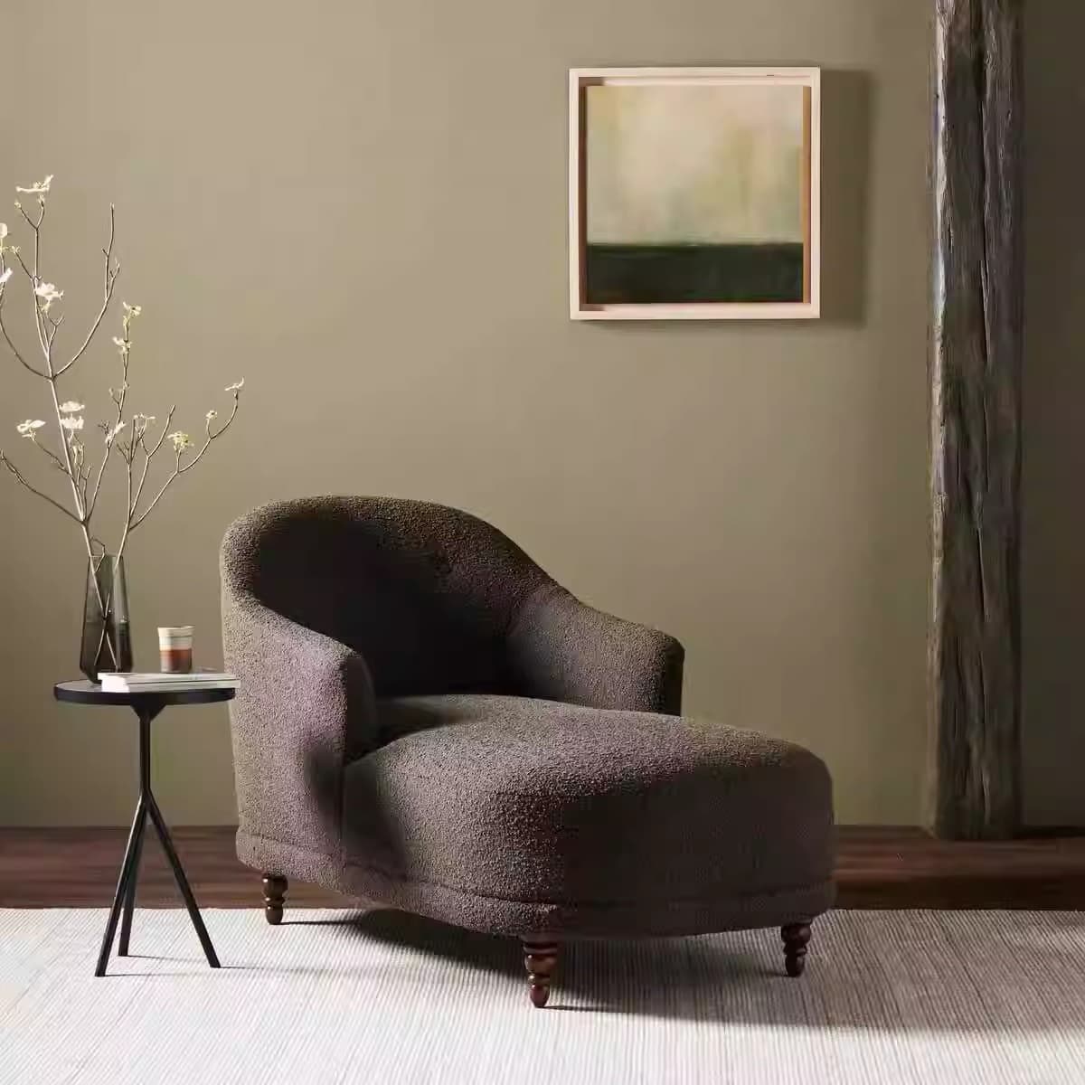 Nordic single sofa chair, lamb velvet living room leisure chair, designer model room, bedroom, Internet celebrity American log chair 1