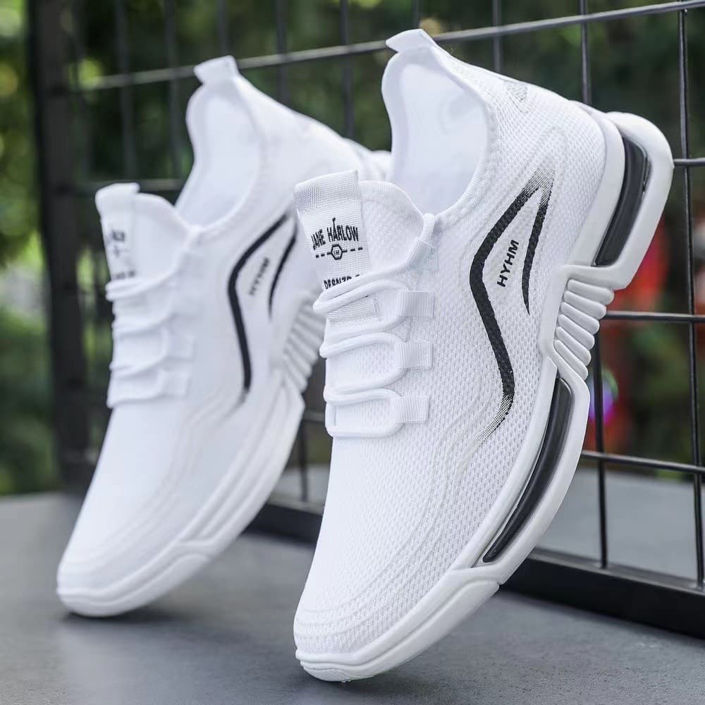 (Cross-border trading), (Wholesale), summer fashionable sports non-slip breathable running sneakers for leisure, comfortable white sneakers, made with flyknit technology