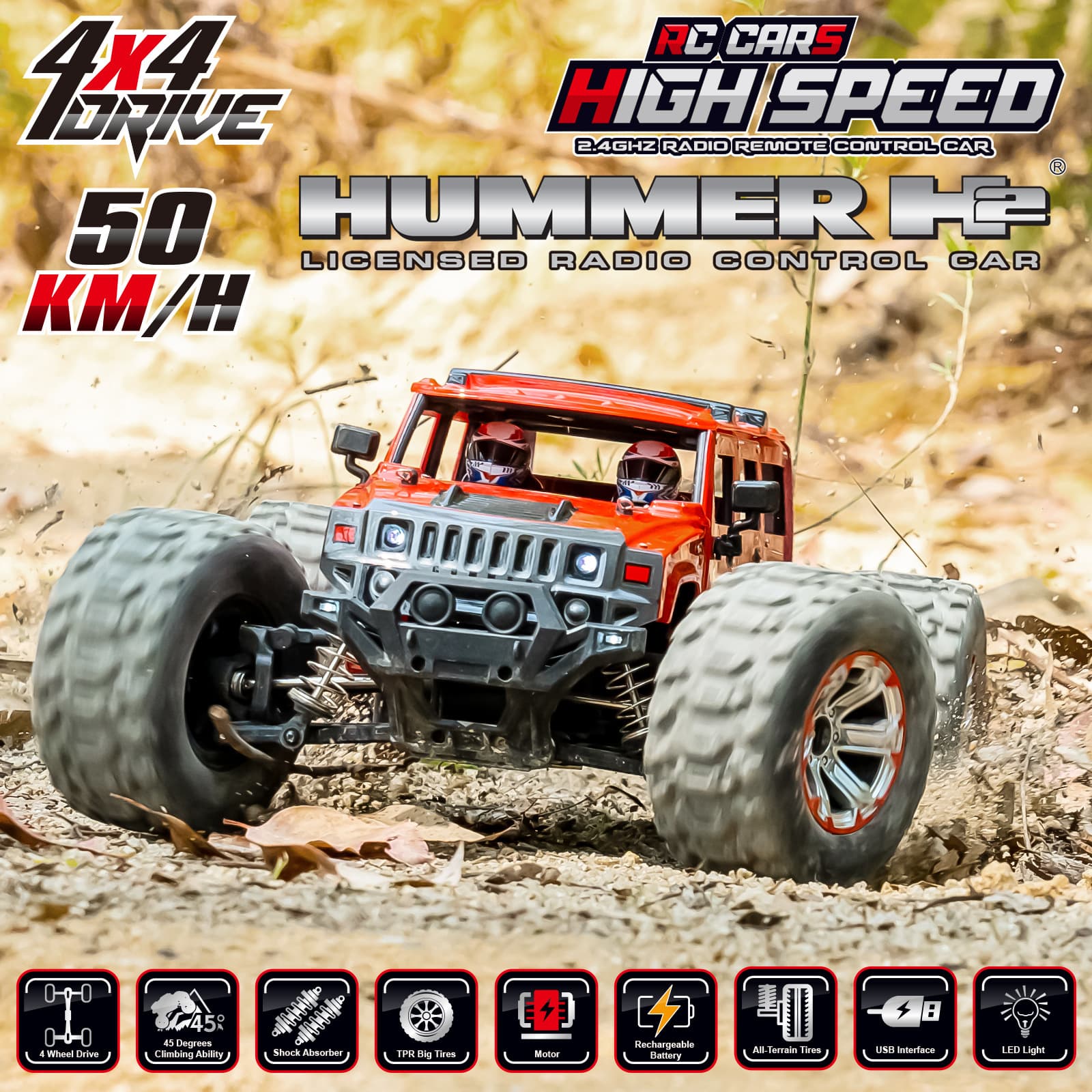 (Cross-border trading), four wheel drive off-road toy, racing car, high speed transport, remote control, can climb 2
