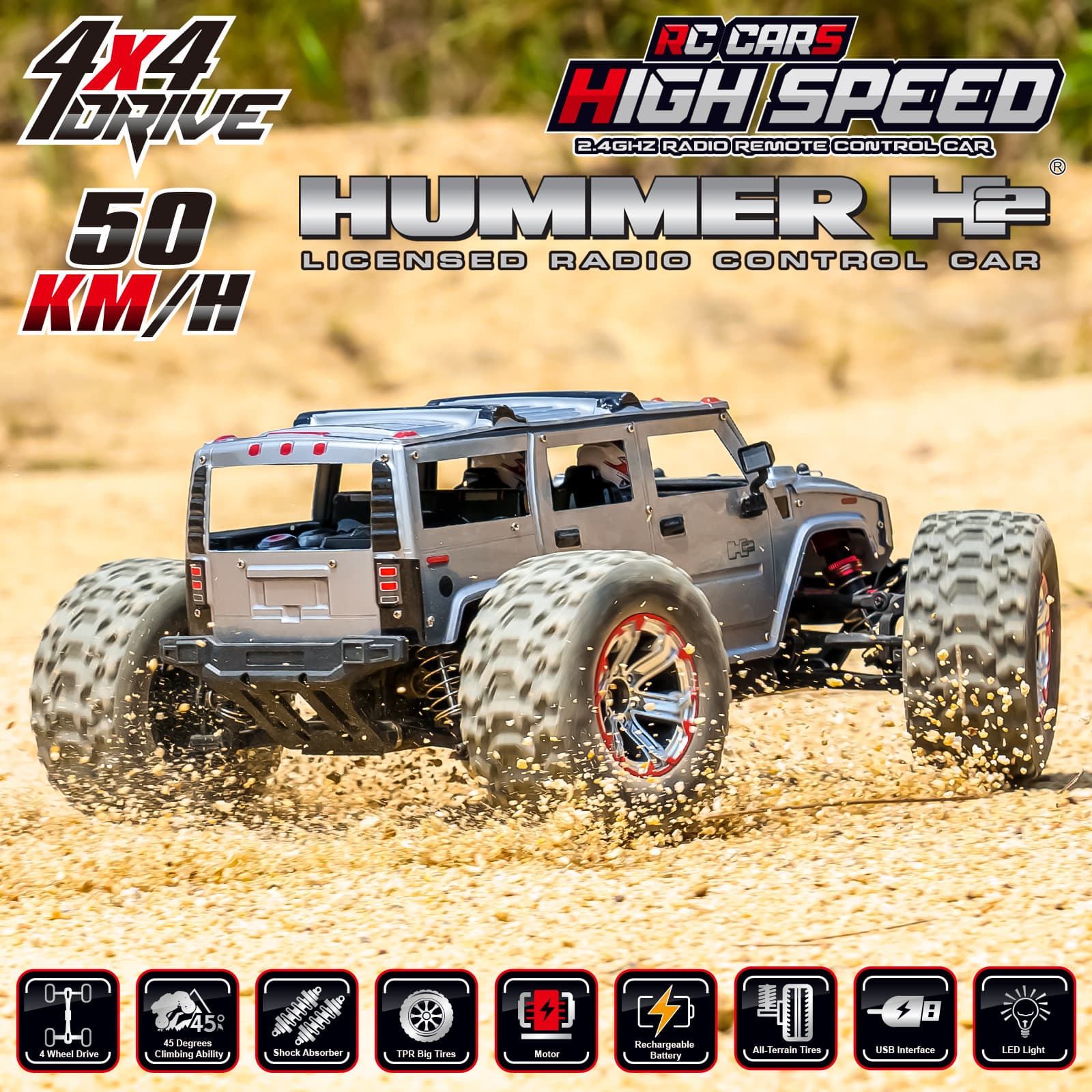(Cross-border trading), four wheel drive off-road toy, racing car, high speed transport, remote control, can climb 4