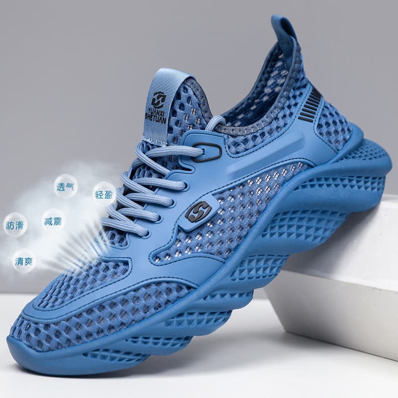 Net surface new summer thin air -breathable mesh hollow net shoes men running lightweight black casual sports tide shoes 3