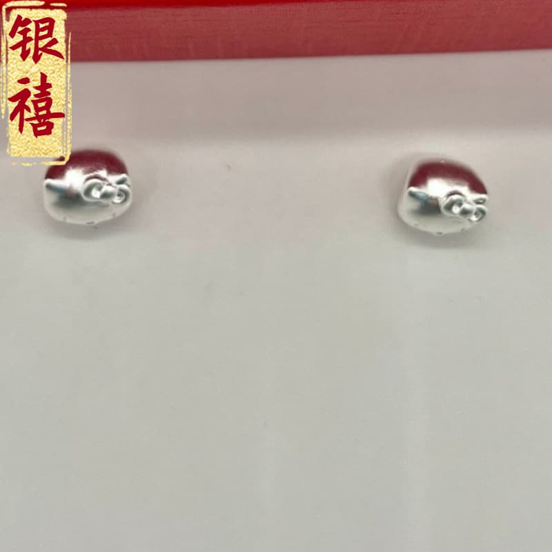 S999 sterling silver kitty cat beads 3D hard silver beads DIY braided rope kt cat silver accessories wholesale live broadcast delivery 5