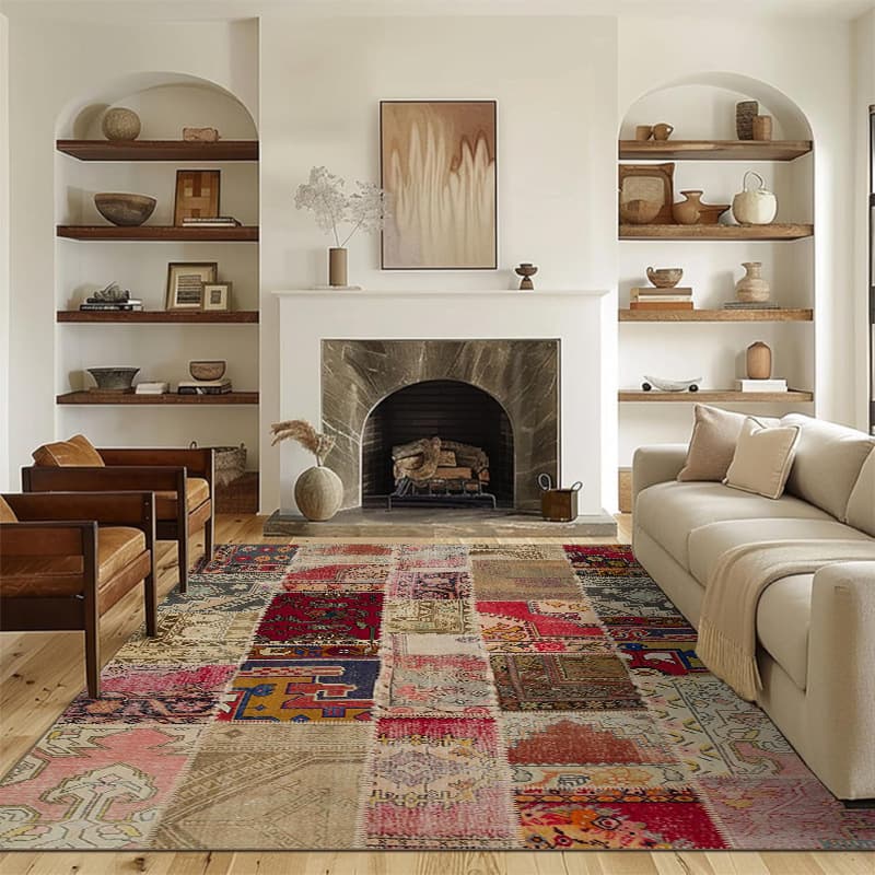 Retro carpet for living room for bed, sofa