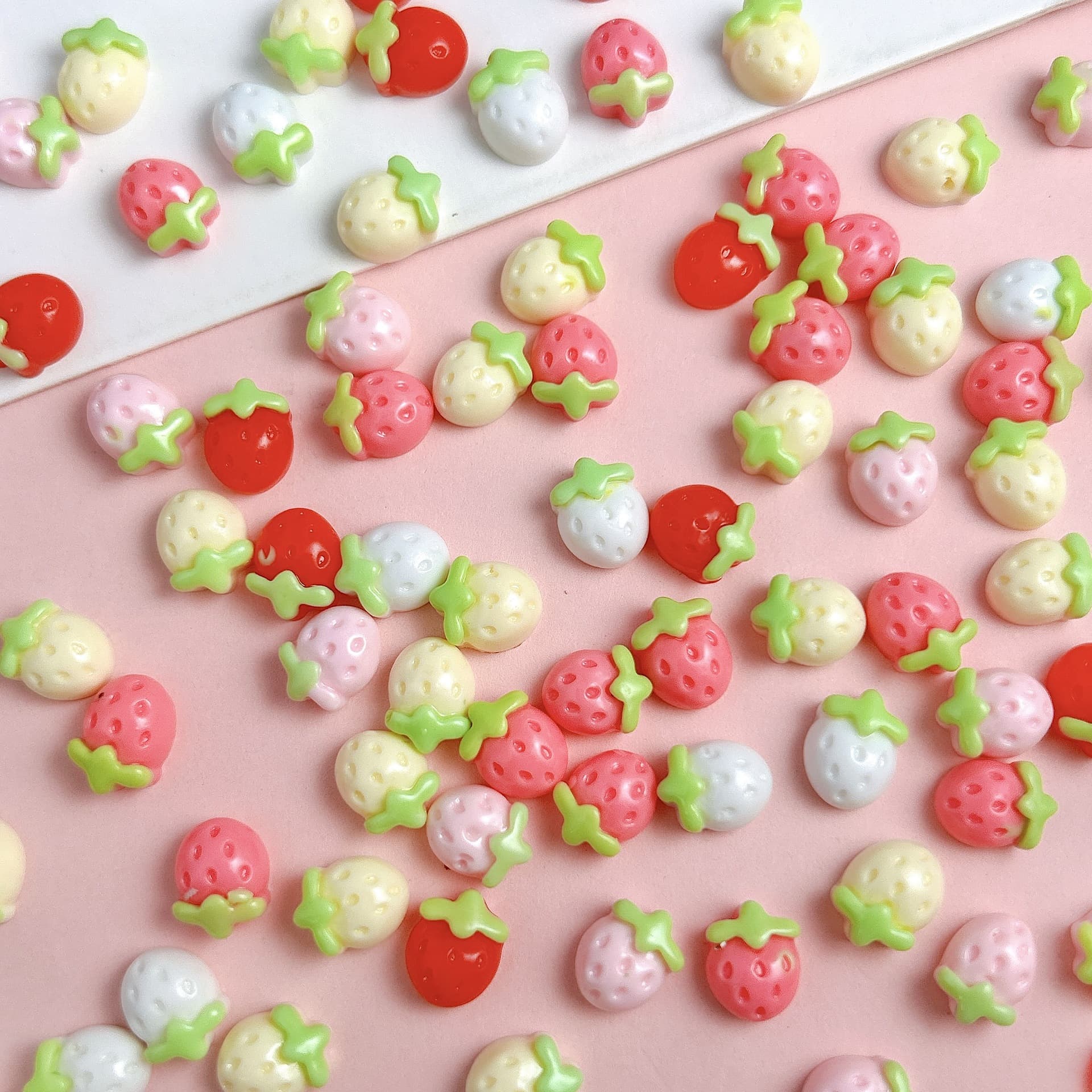 Small cream strawberry with accessories, hairgrip handmade, hair rope, fridge magnet, phone case 4