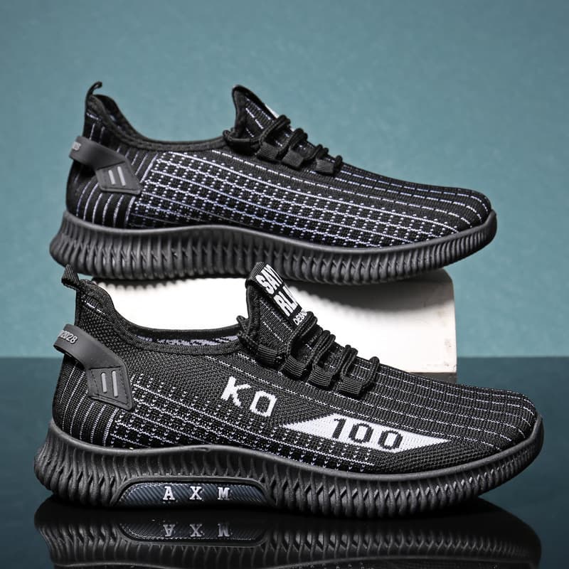 Spring and summer new men's slip-on mesh fly-woven casual sports shoes for men, versatile breathable soft-soled lazy running shoes 3