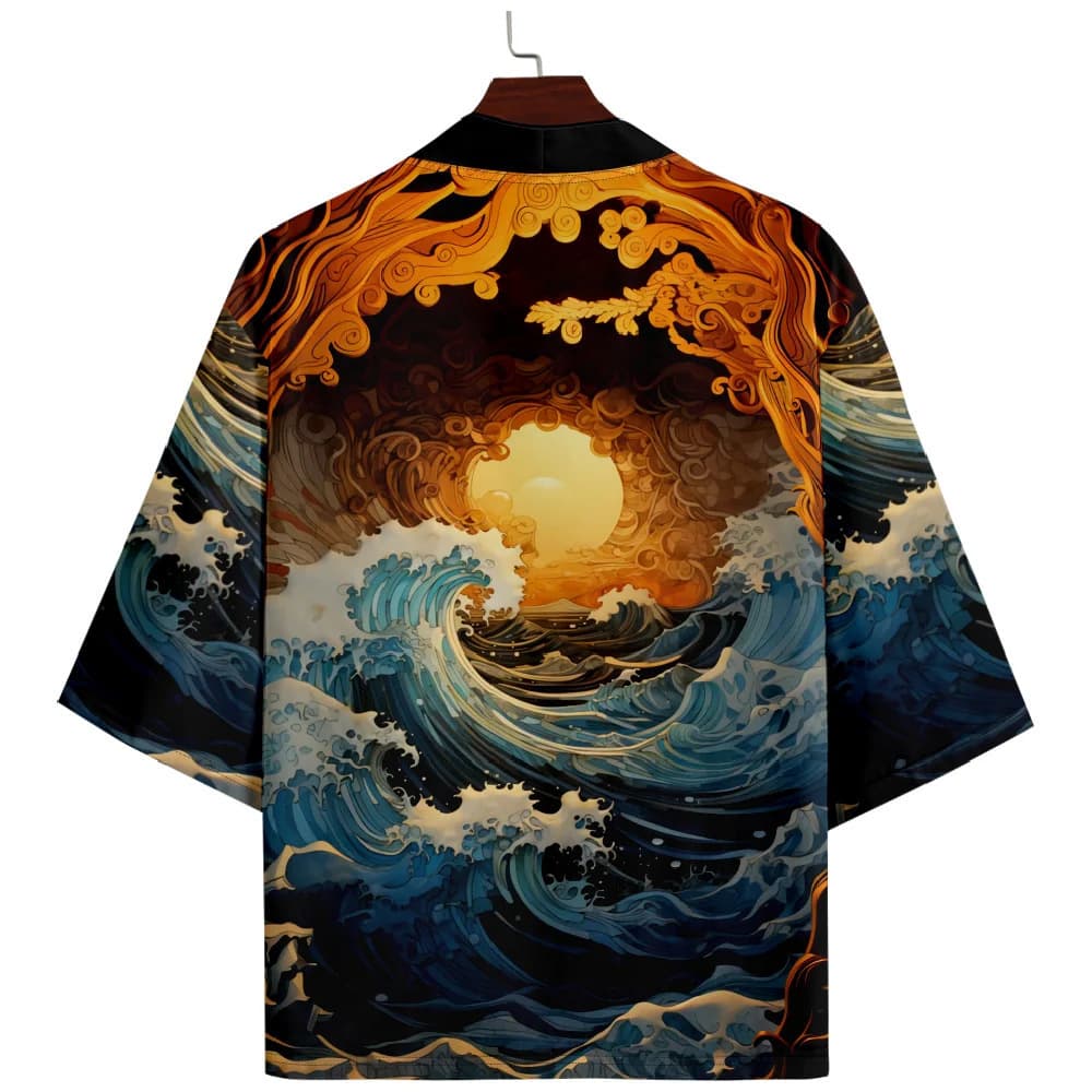 Ethnic Japanese cardigan, trench coat for men and women, ethnic style, feather stuffing, 3D digital printing service 5