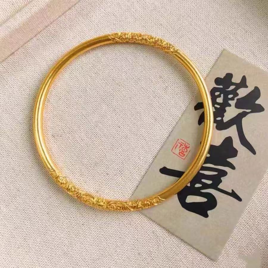Vietnamese sand gold 5mm ancient heritage bracelet, women's frosted ring solid alloy gold-plated bracelet wholesale supply 4