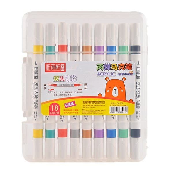 Tingyuxuan 207 Double-Sided Acrylic Waterproof Marker - Water Based Brush Crayons for Students 5