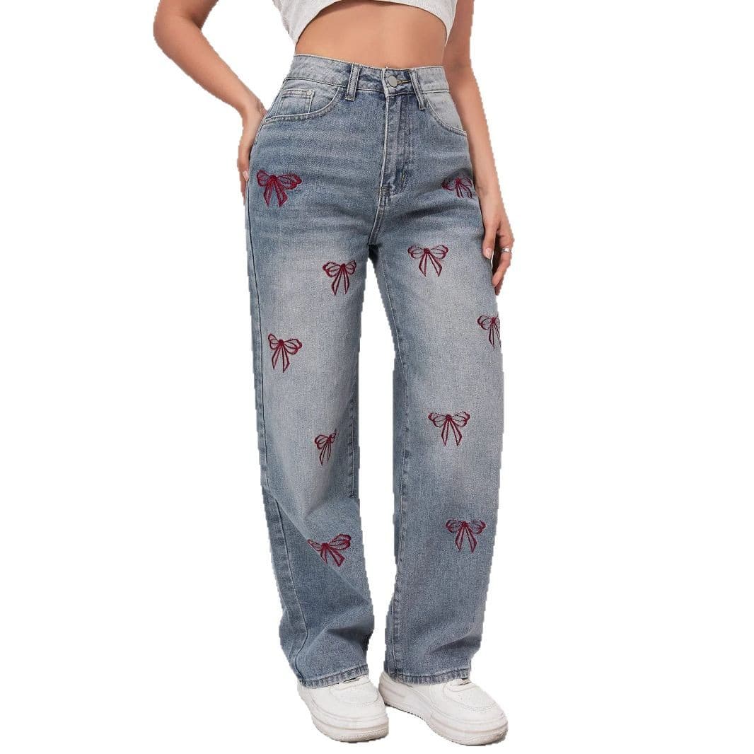 (Cross-border trading), spring loose straight jeans, fitted trousers, European style, trend of season, oversize, high waist 5