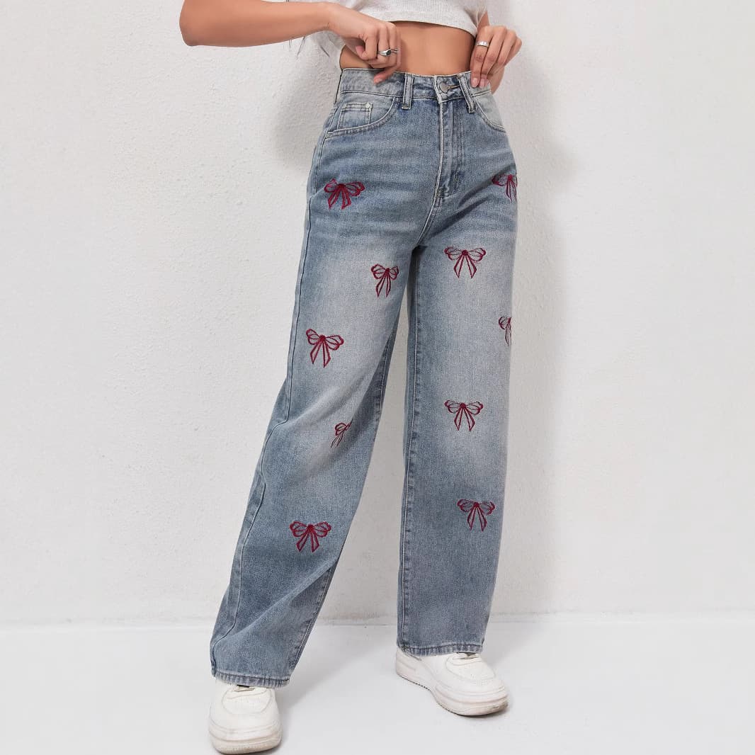 (Cross-border trading), spring loose straight jeans, fitted trousers, European style, trend of season, oversize, high waist 1