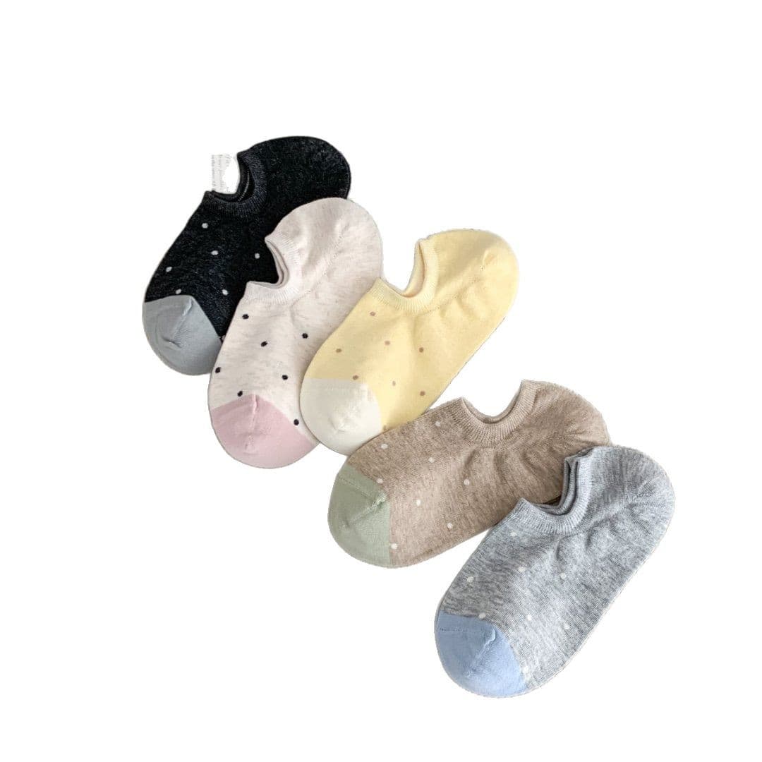 Polka-dot boat socks for women in spring and summer thin silicone anti-skid non-falling breathable casual shallow socks ins trend 5