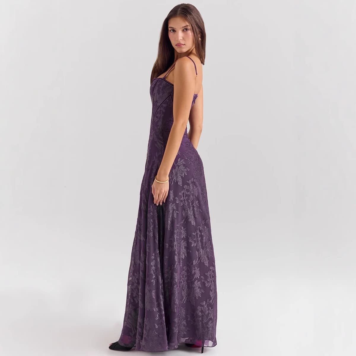 Shiffon dress, lace long sticker, new collection, city style, European style, flowered, graduation party 2
