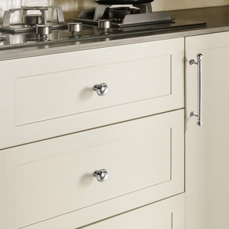 French zinc alloy wardrobe door handle modern simple chrome plated bright silver drawer single hole cabinet solid handle 3