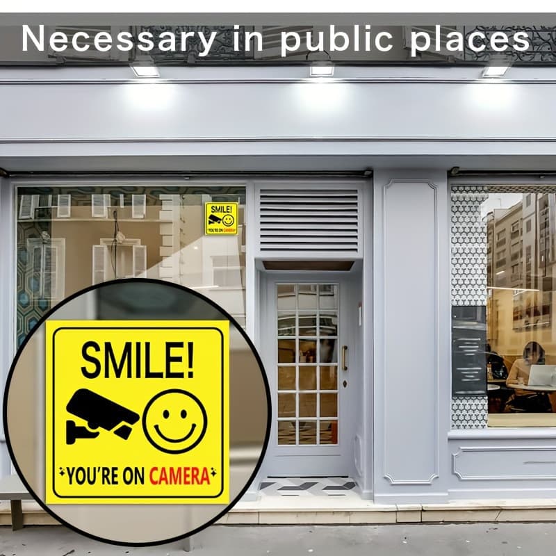 Smile in front of camera outdoor video surveillance range warning CCTV security camera sign customization 3