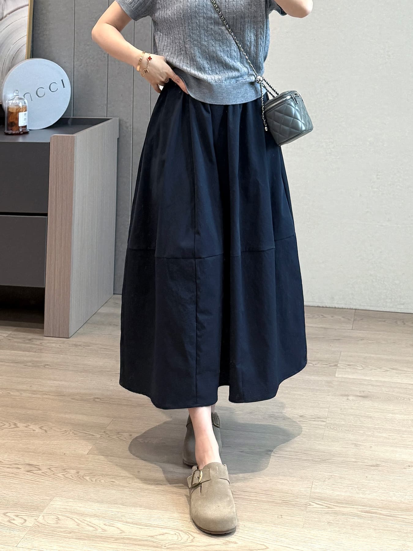 Spring is not too late [Anti-wrinkle] Super Cotton Brave Skirt 12 pieces of cut sheets deconstructed vertical lantern skirt with flesh covering long skirt 2