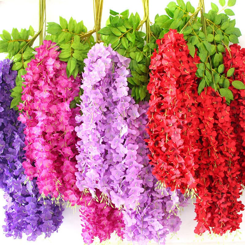 Simulated wisteria flower simulated flower ceiling flower vine wedding decoration lilac flower fake flower bean flower vine encrypted flower 3